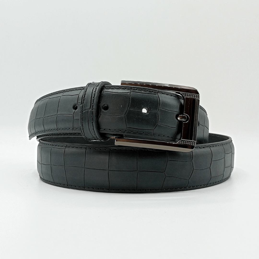 Crocodile Dress Belt - Black