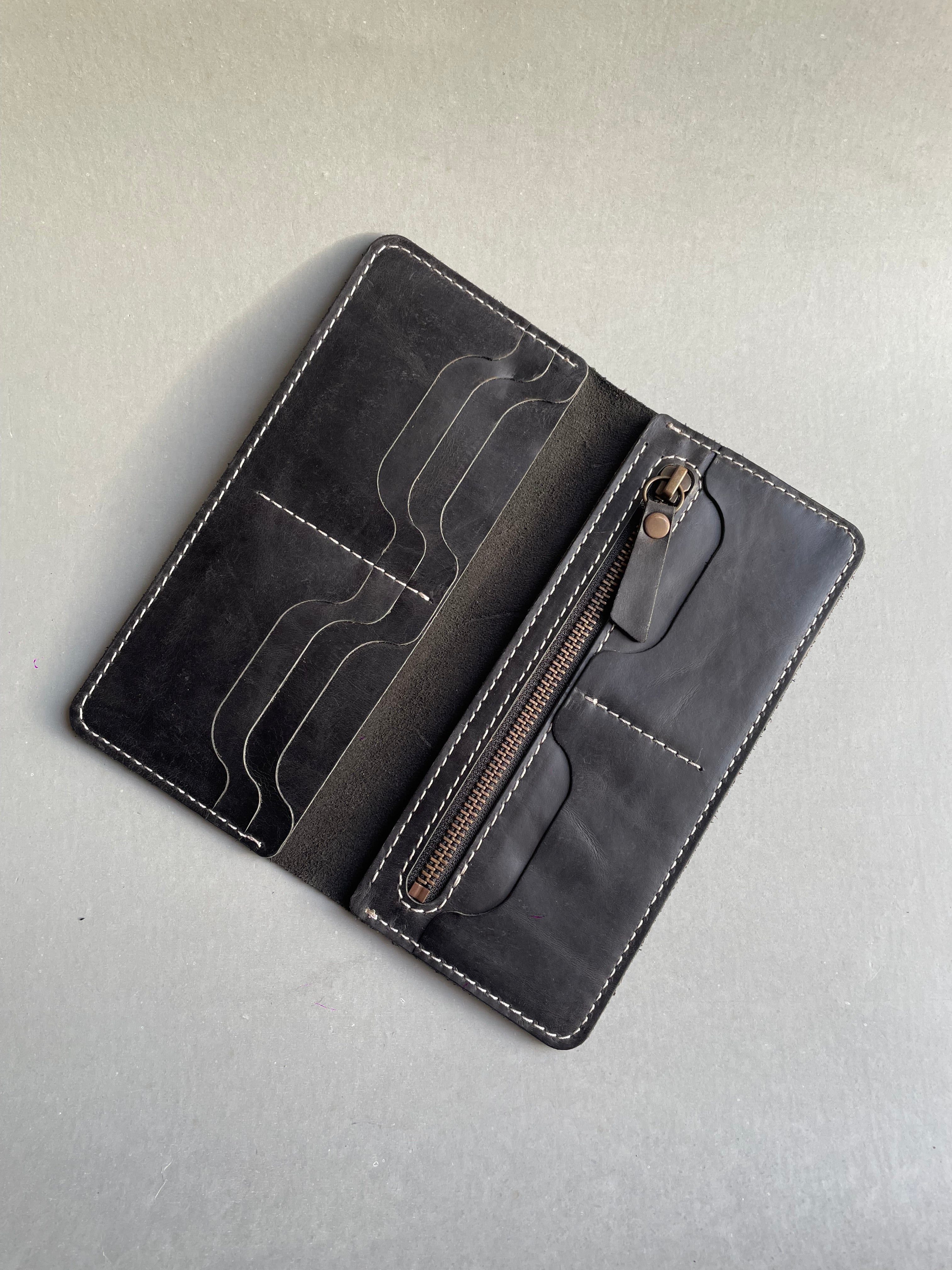 Vintage zipper long wallet