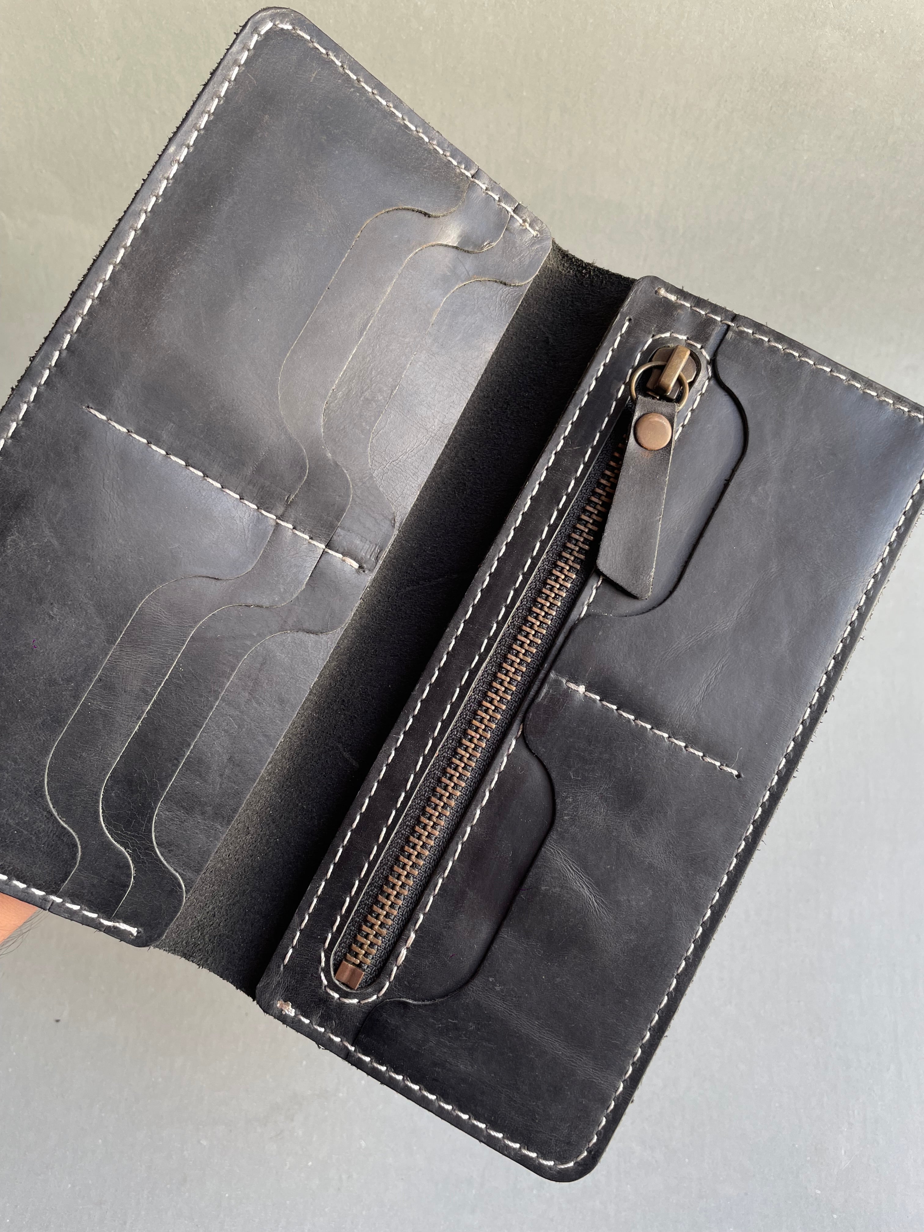 Vintage zipper long wallet