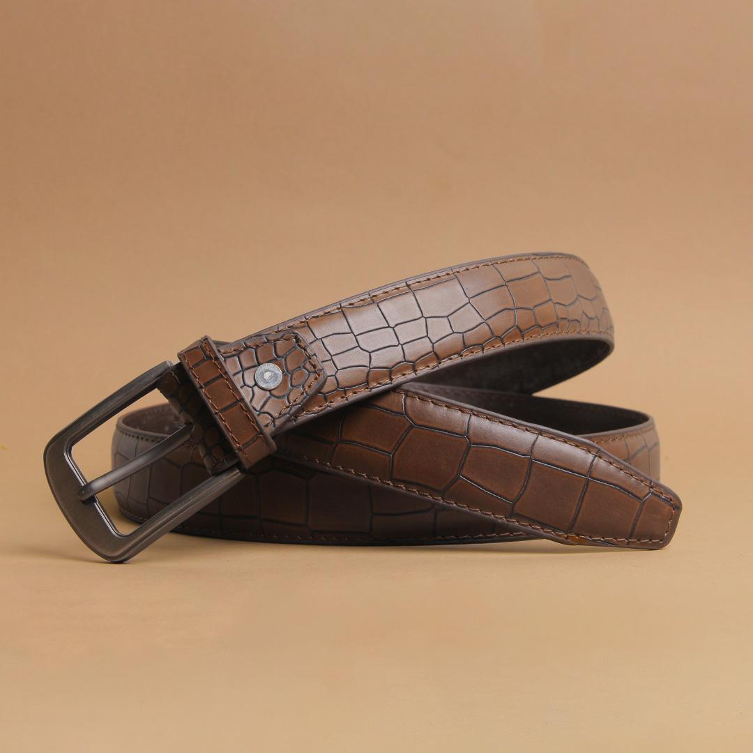Crocodile Dress Belt - Brown