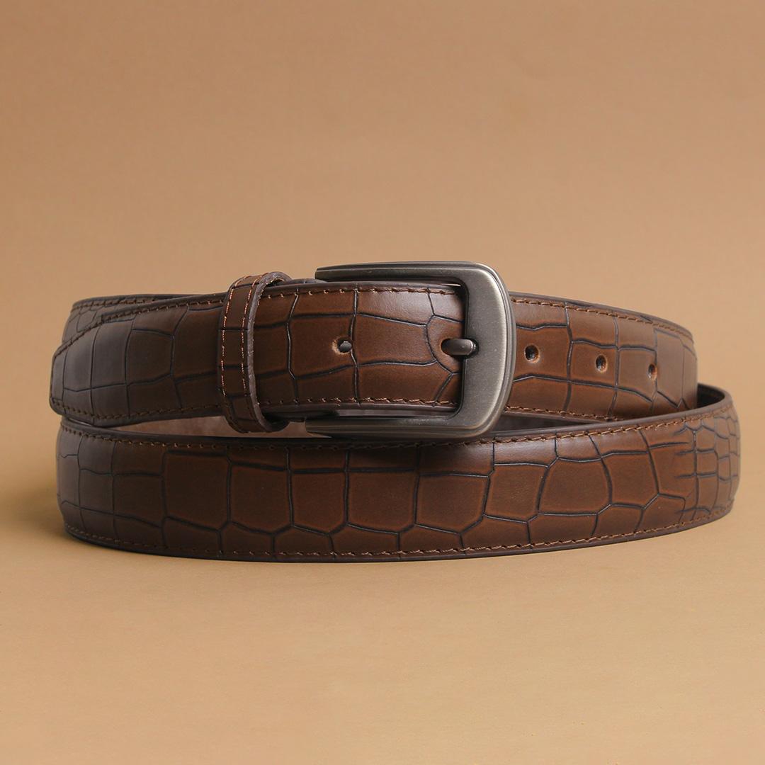 Crocodile Dress Belt - Brown