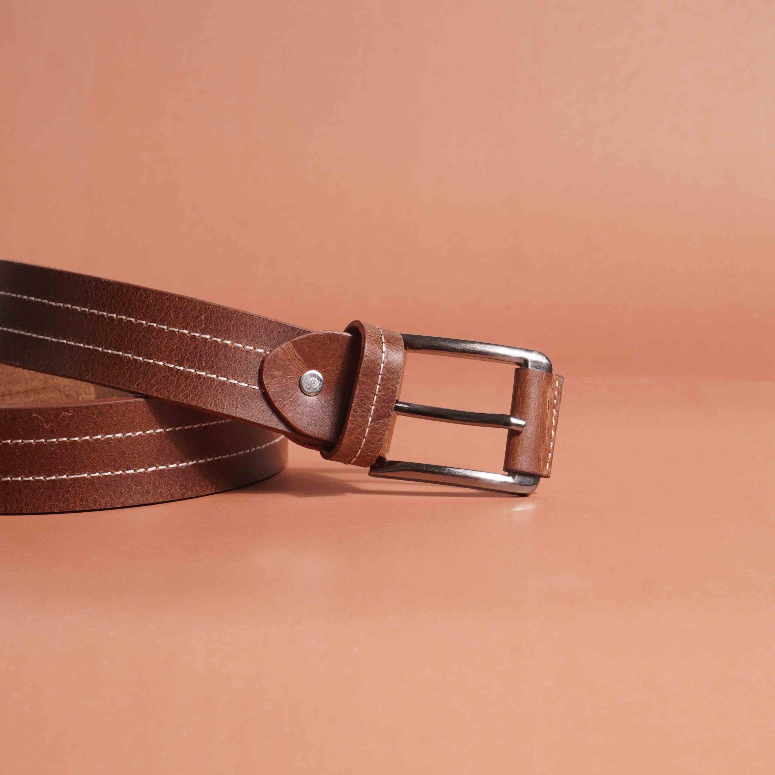 Designer Crazy Horse Jeans Belt - Brown