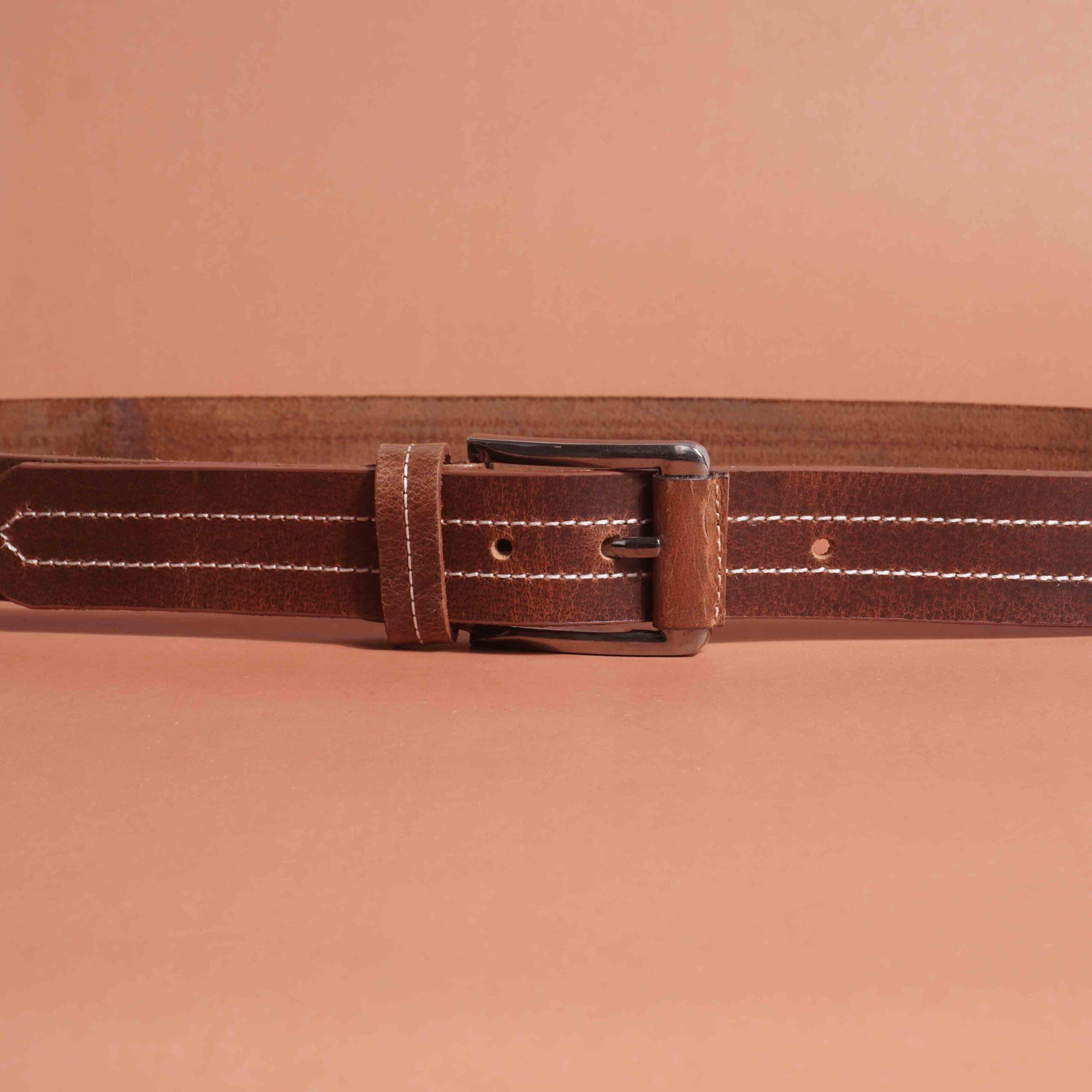 Designer Crazy Horse Jeans Belt - Brown