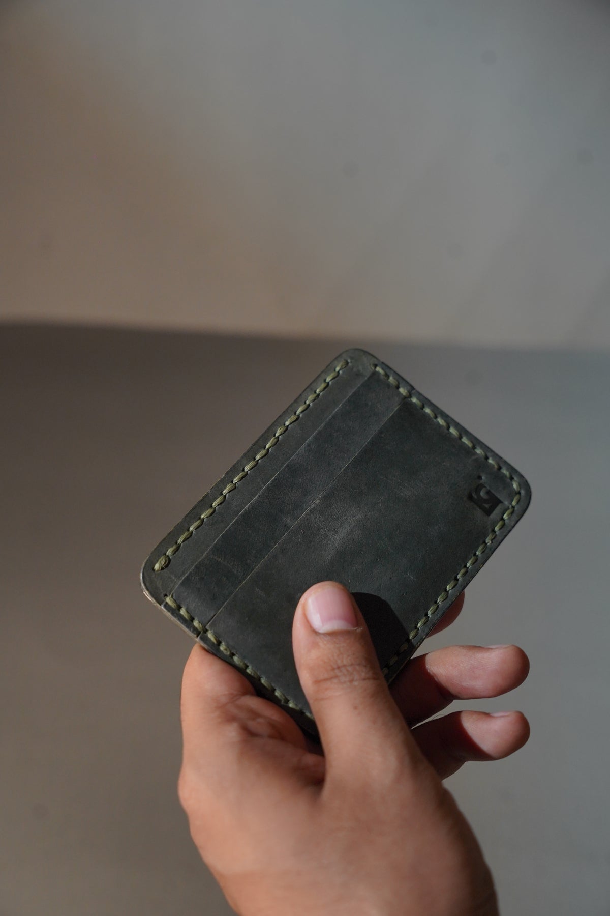Handmade Single Card Holder - Army Green
