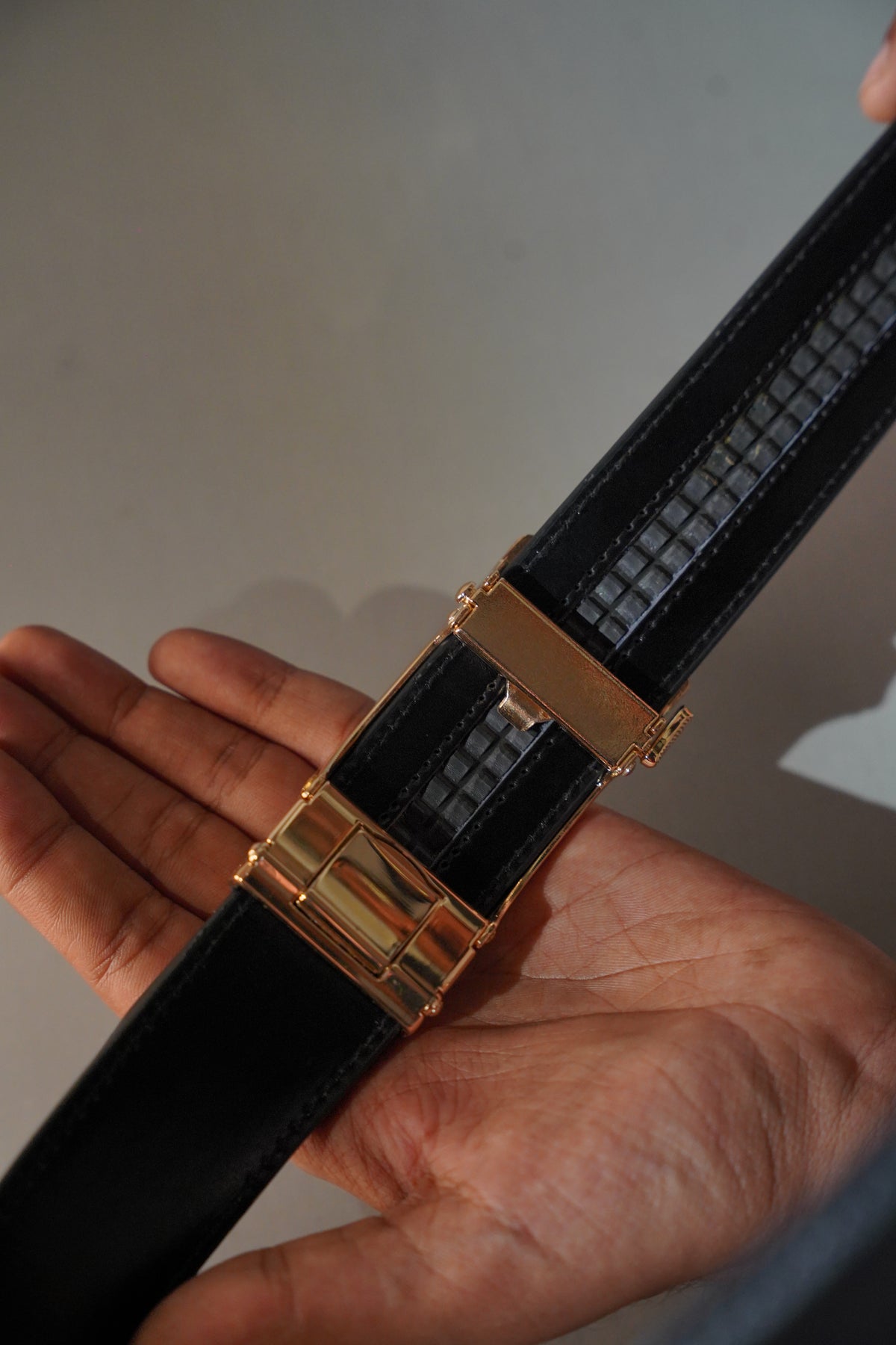 Formal Auto Lock Grain Leather Belt - Black