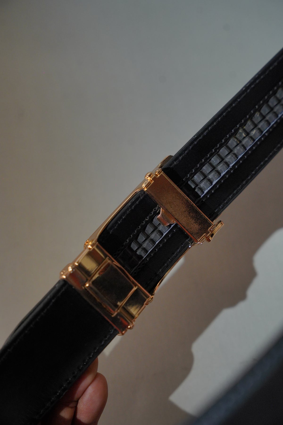 Formal Auto Lock Grain Leather Belt - Black