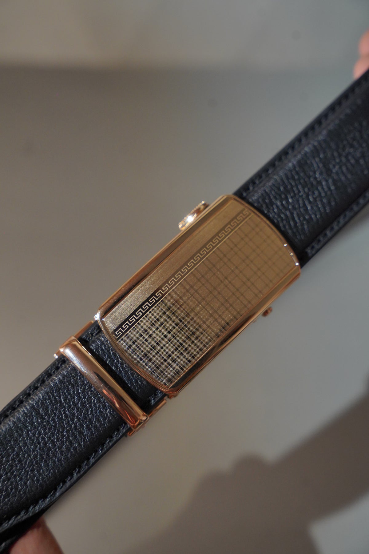 Formal Auto Lock Grain Leather Belt - Black