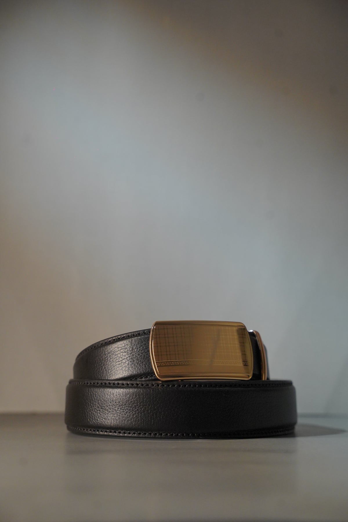 Formal Auto Lock Grain Leather Belt - Black