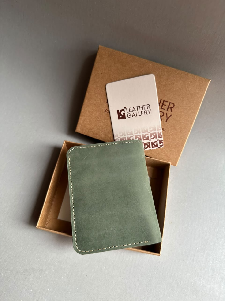 Mini Carzy Horse Wallet - Sage Green