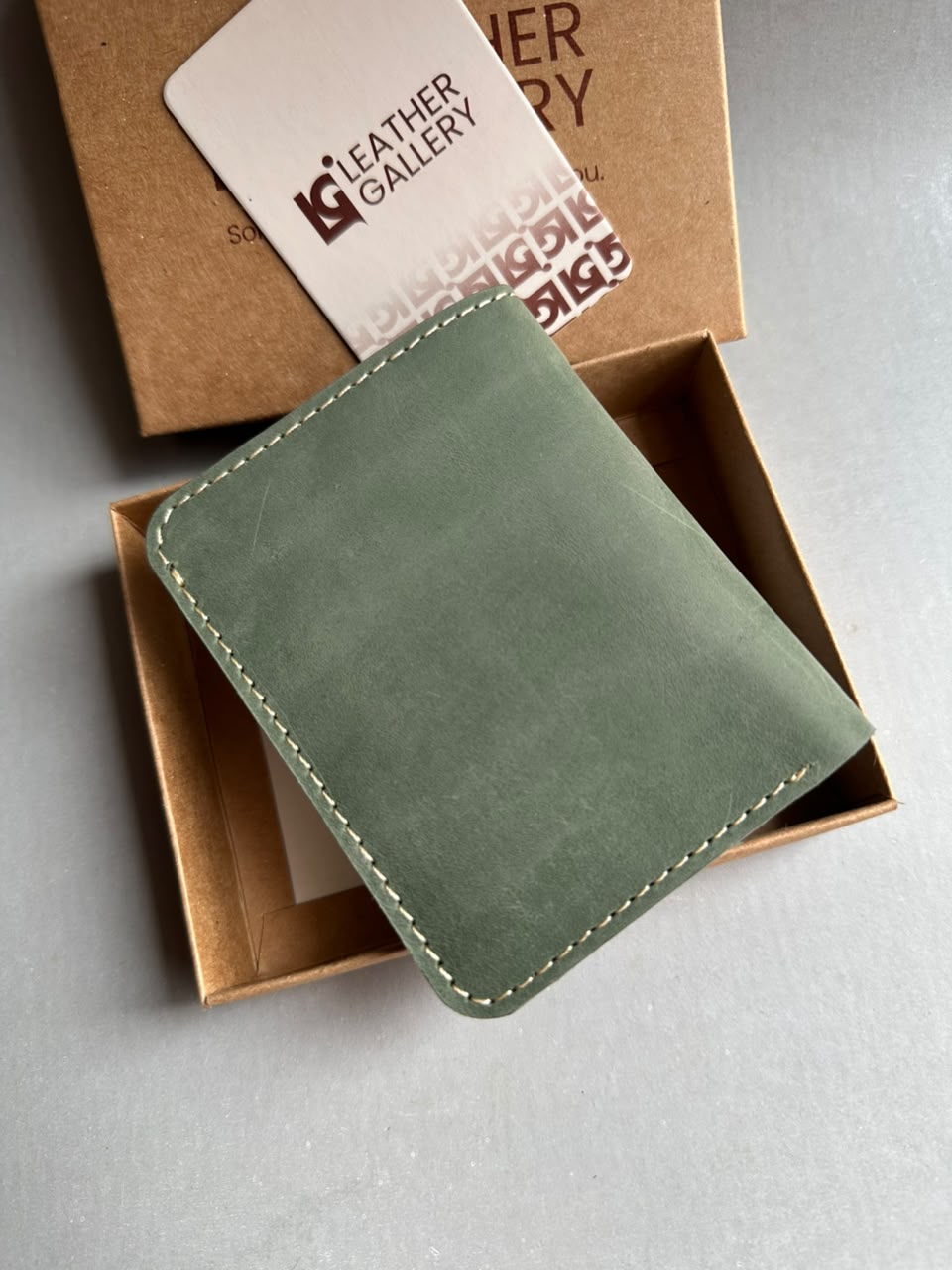 Mini Carzy Horse Wallet - Sage Green