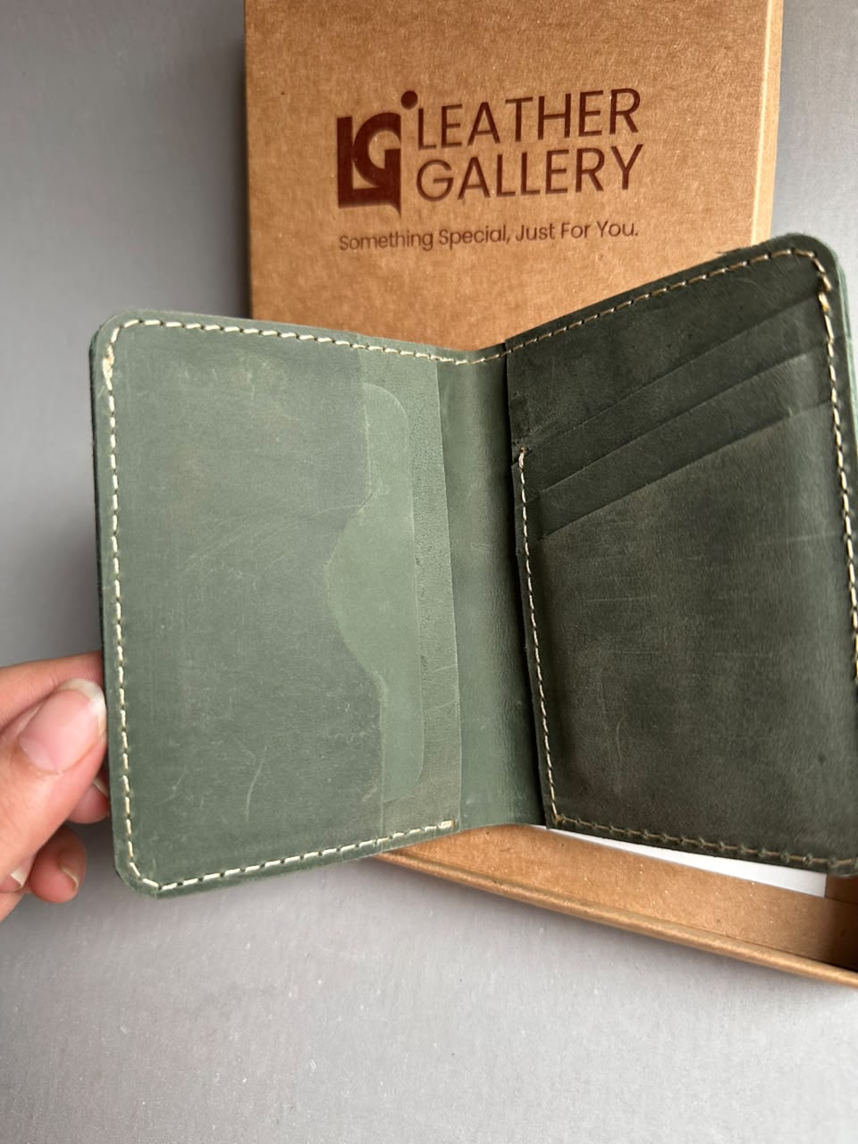 Mini Carzy Horse Wallet - Sage Green