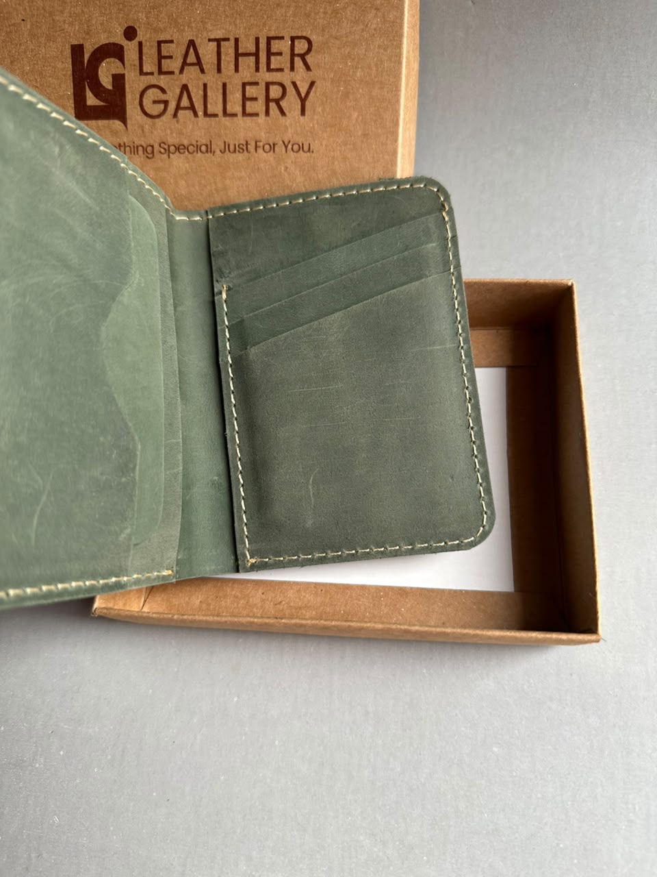 Mini Carzy Horse Wallet - Sage Green