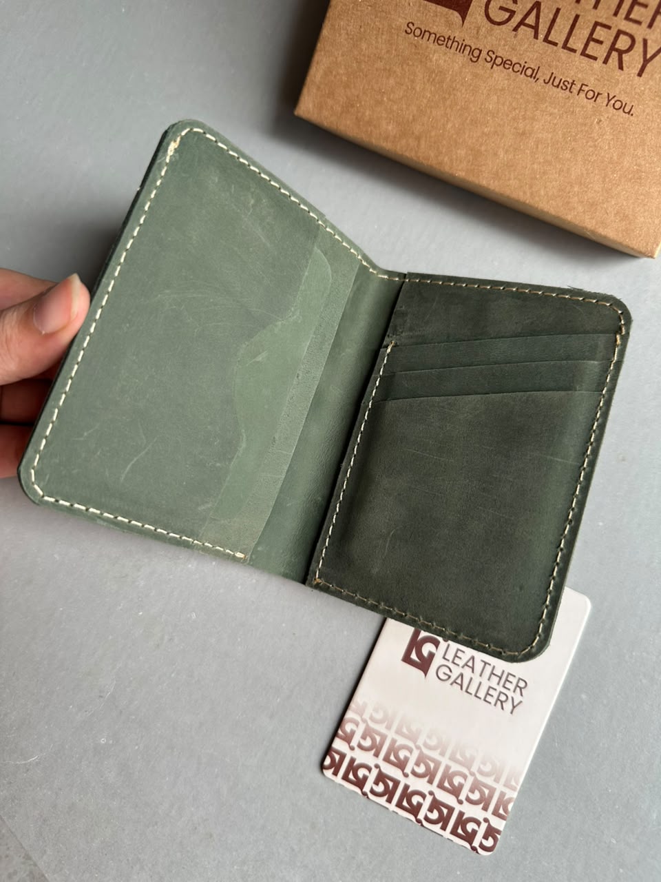 Mini Carzy Horse Wallet - Sage Green