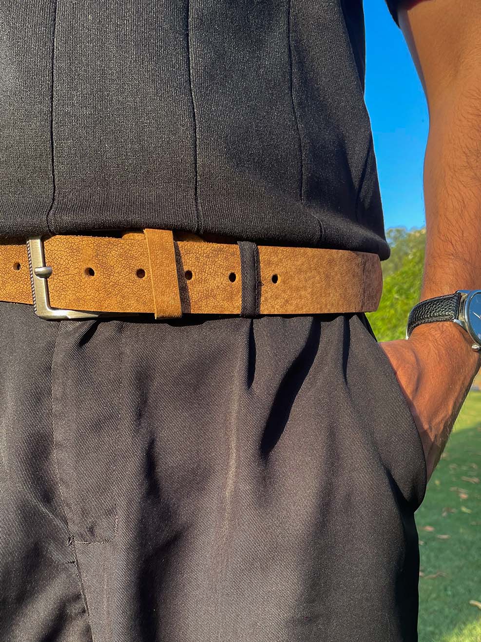 Crazy Horse Jeans Belt – Khaki