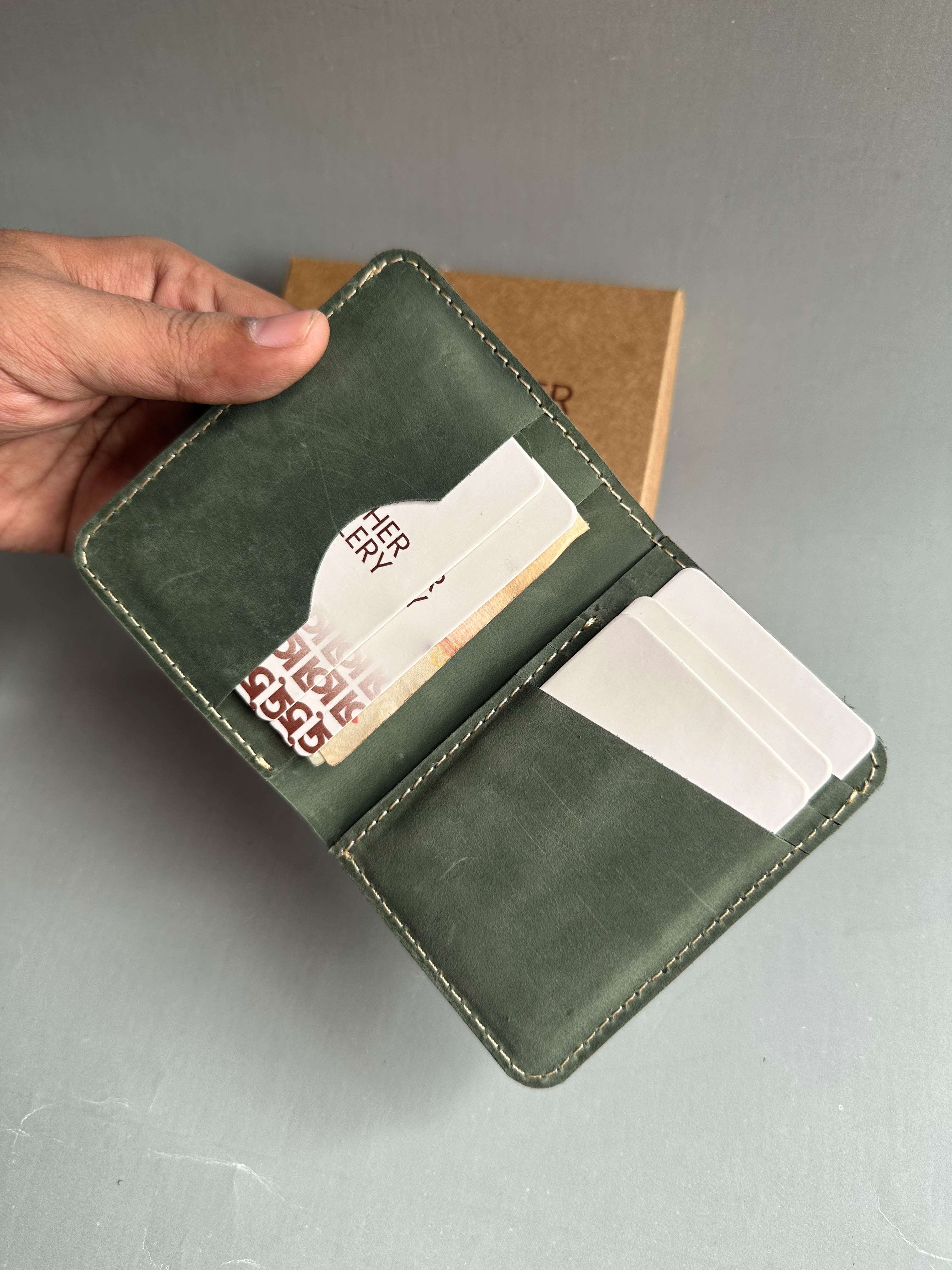 Mini Carzy Horse Wallet - Sage Green