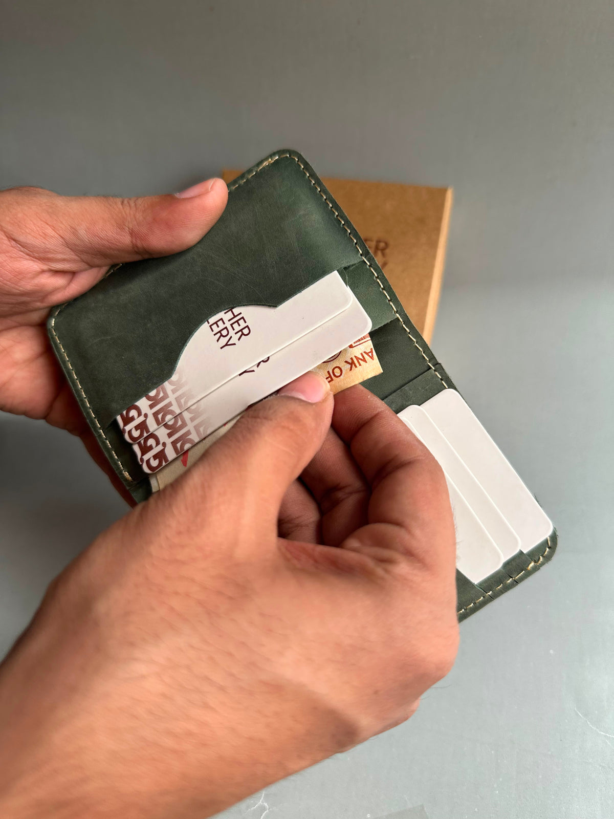 Mini Carzy Horse Wallet - Sage Green