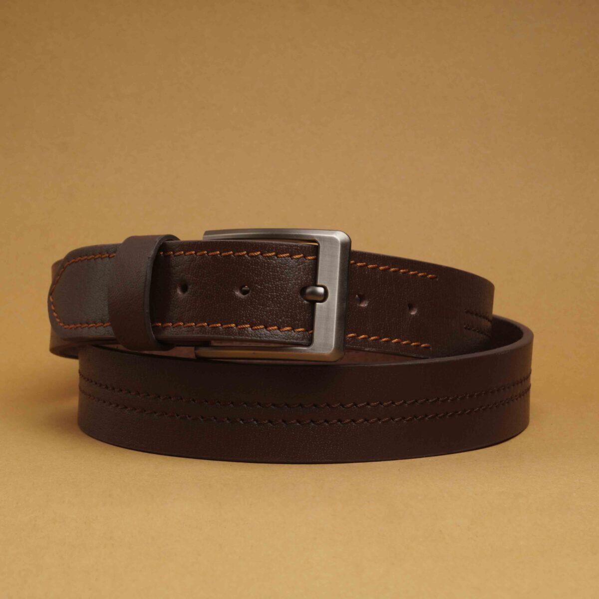 Premium Buffalo Belt - Brown - Leather Gallery